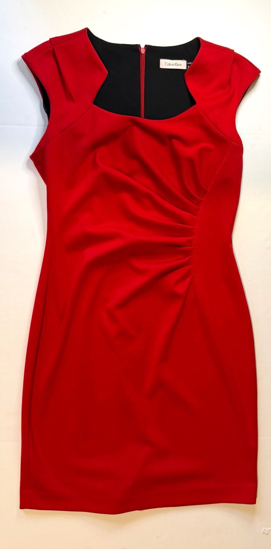 Calvin Klein Women's Red Cap Sleeve Sheath Dress Size 8